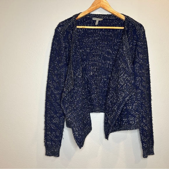 Theonne Cardigan Women Small Blue Knit Long Sleeve Open Front Sweater Preppy - Picture 2 of 7